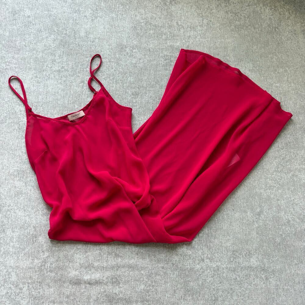 Twinset Milano Red Sheer Slip Dress